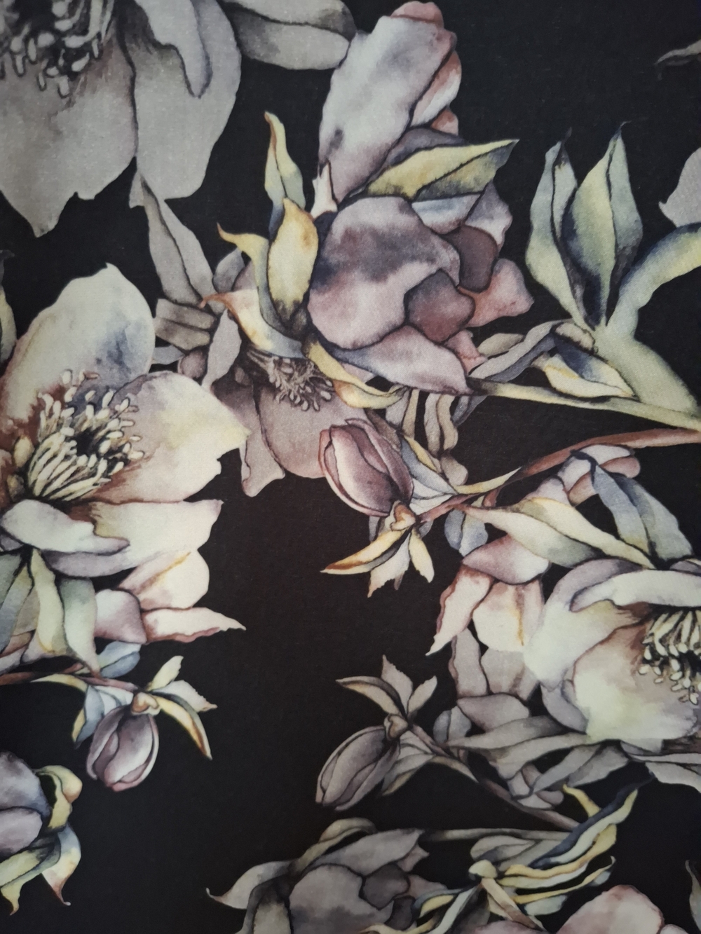 Floral Fit-and-Flare Women's Dress in Black and Lilac - Picture 9 of 10